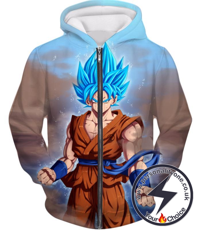 Dragon Ball Z Zip Up Hoodie - SSJ Blue Super Saiyan Blue Goku